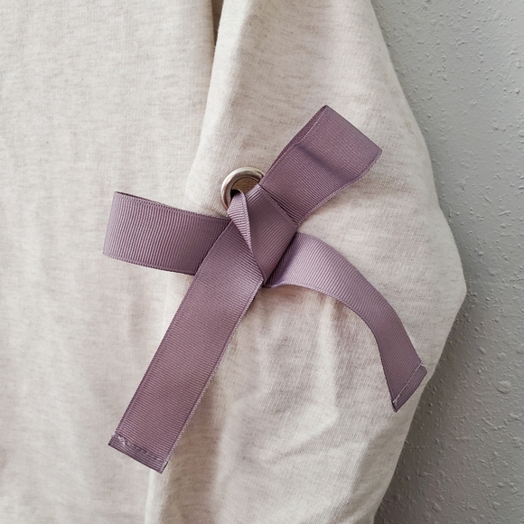 Roebuck and Co Heritage Supply Company Cream Sweater with ruffle and elbow bows - Picture 3 of 5